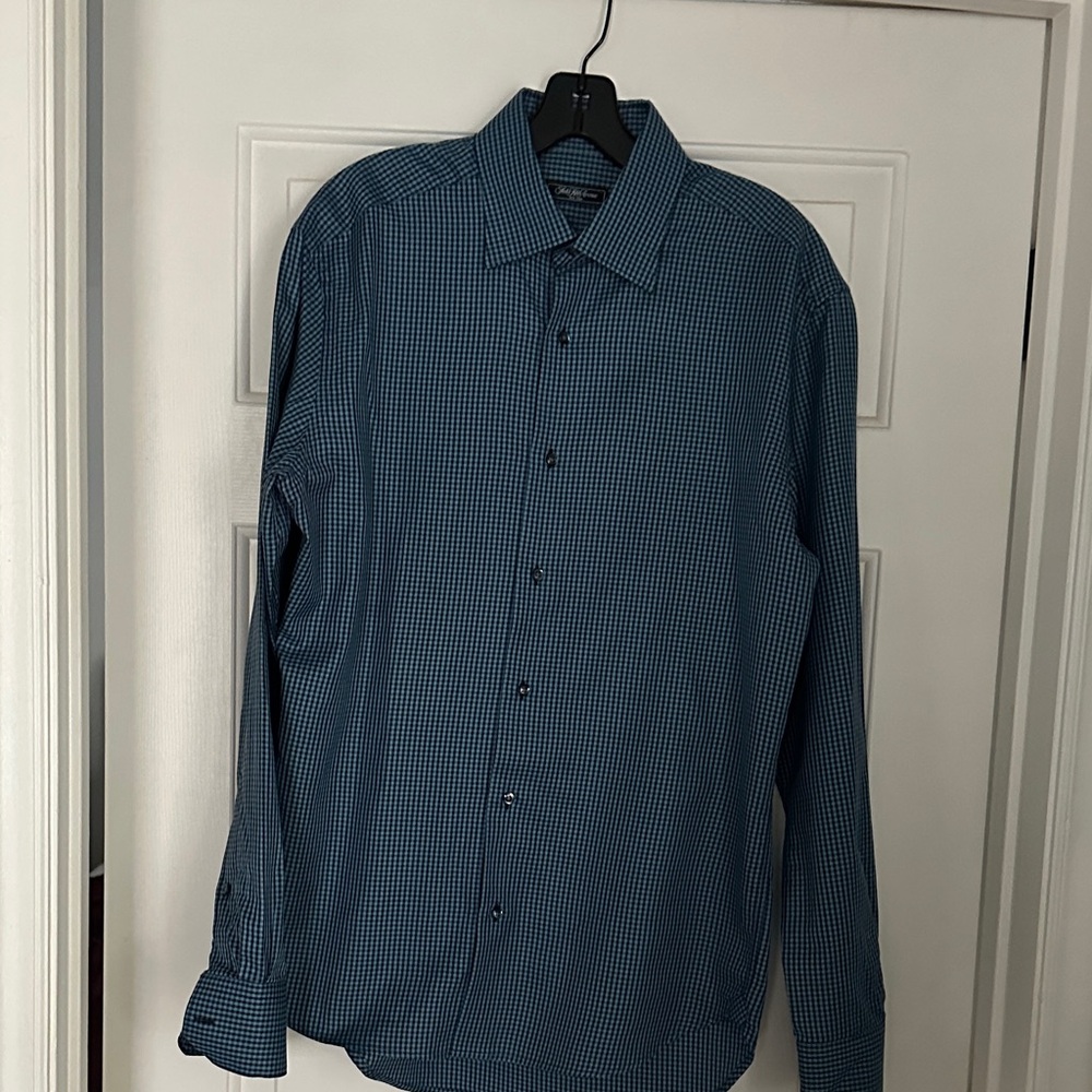 Saks Fifth Avenue Navy Checkered Shirt